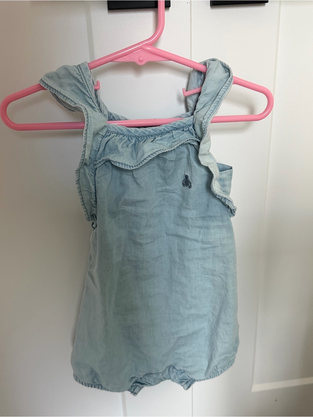 GAP Light Blue Girls' Chambray Romper with Ruffle Straps